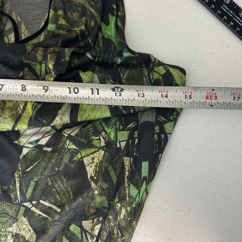 HELMUT LANG Dress Womens Medium Cicadae Print Slit Overlap Maxi Lizard Green - Picture 9 of 9